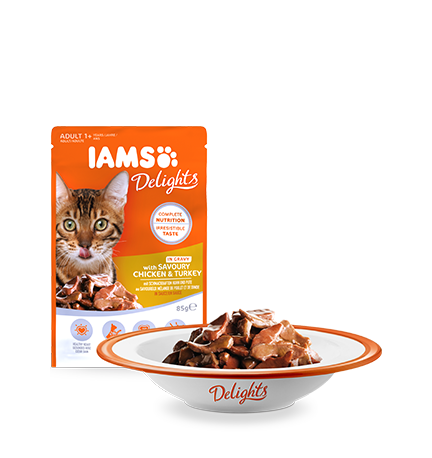 Konservas katėms IAMS Cat Delights (Chicken & Turkey in gravy), 85g