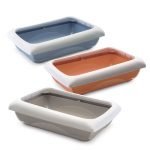 Tualetas katėms DODO nuimamais kraštais, pilkas 45,5x31x13,5cm