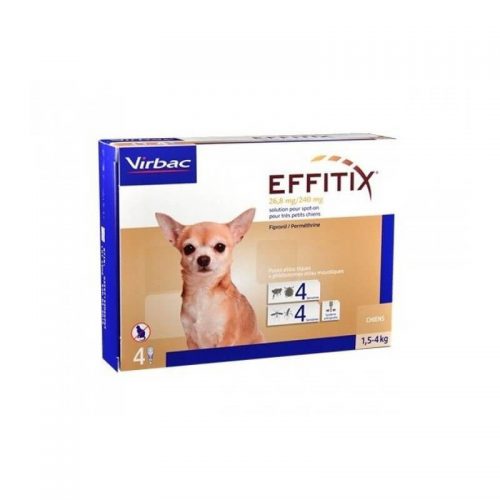 Virbac Effitix lašai nuo blusų ir erkių šunims, sveriantiems 1,5-4 kg