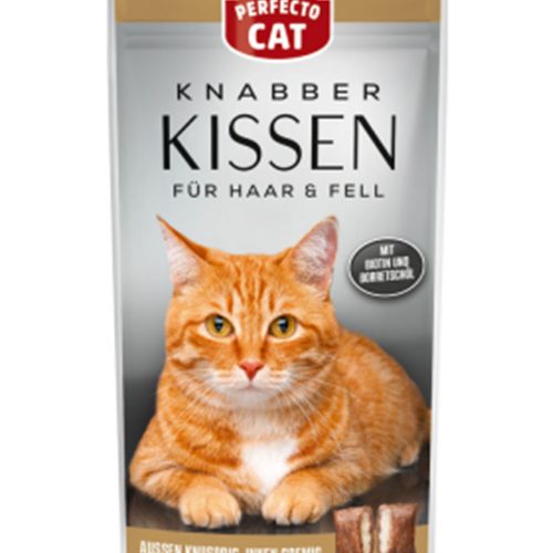 Perfecto Cat Knabber-Kissen Haar & Fell su lašiša 50g