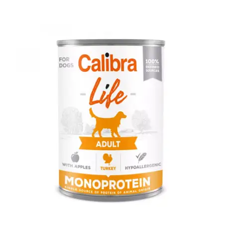 Konservai šunims „Calibra Dog Life Adult Turkey with Apples”, 400g