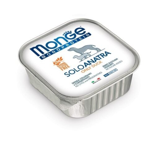 Konservas šunims su antiena Monge Monoproteico SOLO Wet dog Pate Duck, 150g