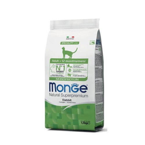 Monge Monoprotein Rabbit Super Premium pašaras katėms su triušiena 1,5kg