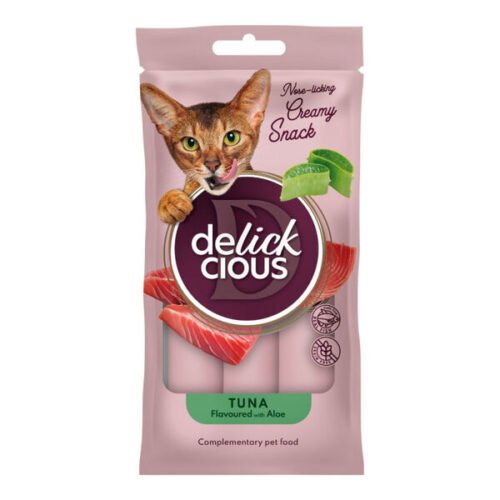 Delickcious Creamy Snack skanėstai su tunu ir alavijais katėms, 4 vnt. x 15g, 60g